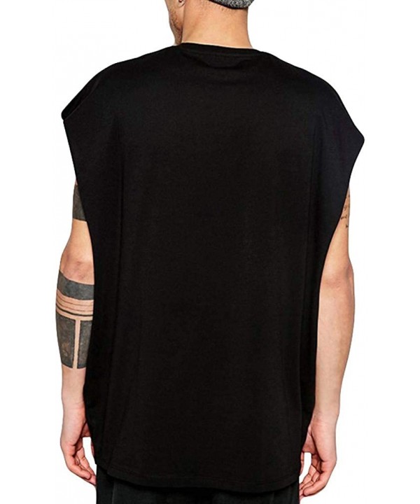 Casual Fashion Mens Summer Hip Hop Style Pure Color Sports Sleeveless Vest Tops - Black - CM18YLSCILE $13.30-Rash Guards