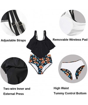 Tankini Swimsuits for Women with High Waisted Bottom Womens Bathing Suits Two Piece Swimsuits - Black 1 - C718UUGCDLQ $23.90-...