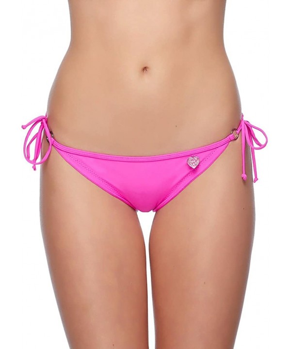 Women's Smoothies Brasilia Solid Tie Side Cheeky Bikini - Smoothies Flamingo Pink - C912CY2UONV $38.49-Sets