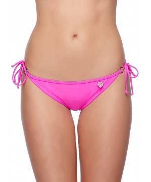 Women's Smoothies Brasilia Solid Tie Side Cheeky Bikini - Smoothies Flamingo Pink - C912CY2UONV $38.49-Sets