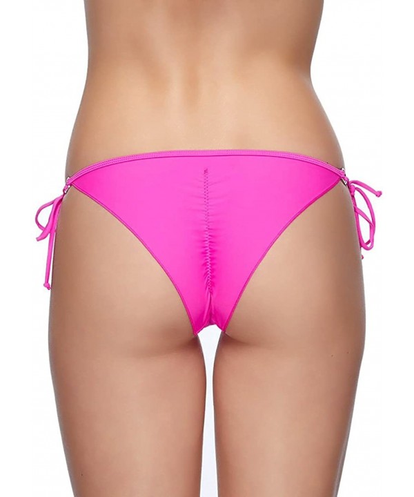 Women's Smoothies Brasilia Solid Tie Side Cheeky Bikini - Smoothies Flamingo Pink - C912CY2UONV $38.49-Sets