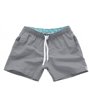 Mens Swimming Shorts Swimwear Swimsuit Boardshorts with Pocket - Grey - CV18UZQIRHY $17.22-Briefs