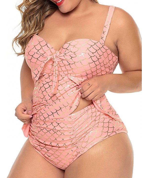 Womens Plus Size Halter Neck Peplum Tankini Two Piece Bathing Suit Swimwear Swimsuit(M-XXXL) - Pink-303 - C418QEKNZXQ $29.80-...