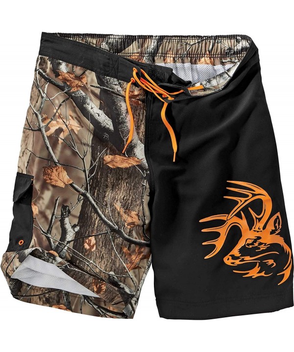 Men's Big Game Camo Swim Shorts - Black - CN1957QSZH0 $29.54-Board Shorts