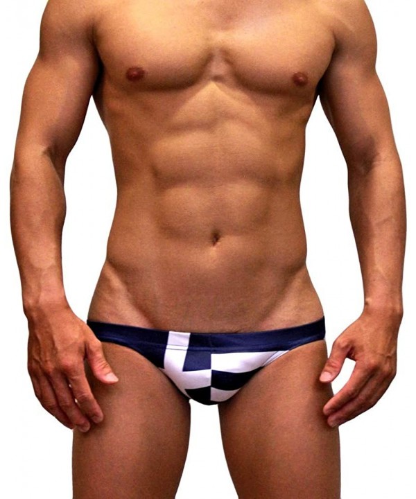 Men's Sexy Contour Pouch/Low Rise/Bikini Swimming Briefs - National Flag - Greece - C718KKKL43O $44.93-Briefs