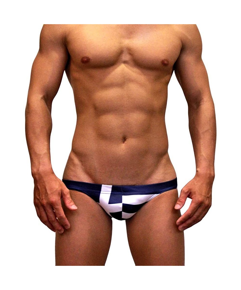 Men's Sexy Contour Pouch/Low Rise/Bikini Swimming Briefs - National Flag - Greece - C718KKKL43O $44.93-Briefs