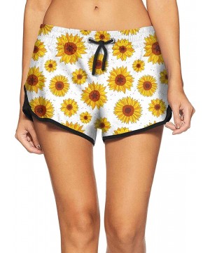 Sunflowers Striped Black and White Women Cargo Shorts sexywomens Shorts - Sunflowers White Background-1 - CX18R7CODGL $29.55-...