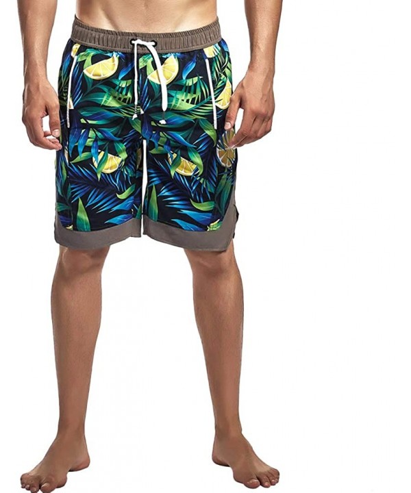 Men's Swim Trunks Quick Dry Beachwear Bathing Suits Mesh Lining Boardshorts with Pockets - B Colorful Green - CF18SY0ACZW $22...