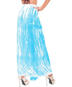 Women's Plus Size Sarong Swimsuit Cover Up Beach Wrap Skirt Full Long C - Blue_f21 - C5185M5S4GR $17.91-Cover-Ups