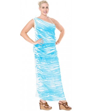 Women's Plus Size Sarong Swimsuit Cover Up Beach Wrap Skirt Full Long C - Blue_f21 - C5185M5S4GR $17.91-Cover-Ups