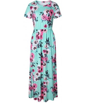 Maxi Dress for Women Chaofanjiancai Bohemian Printed Sleeveless Casual Long Dress Beach Tank Dress with Pockets Y blue - CO19...