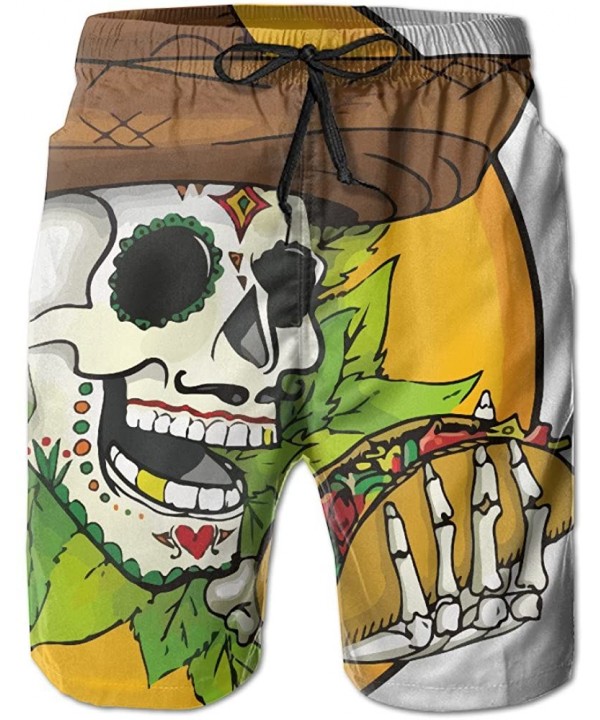 Skull Tacos Mexico Men's Beach Summer Quick-Dry Striped Boardshorts Swim Trunks Surf Cargo Pants - White - CL1842HHMWL $23.89...