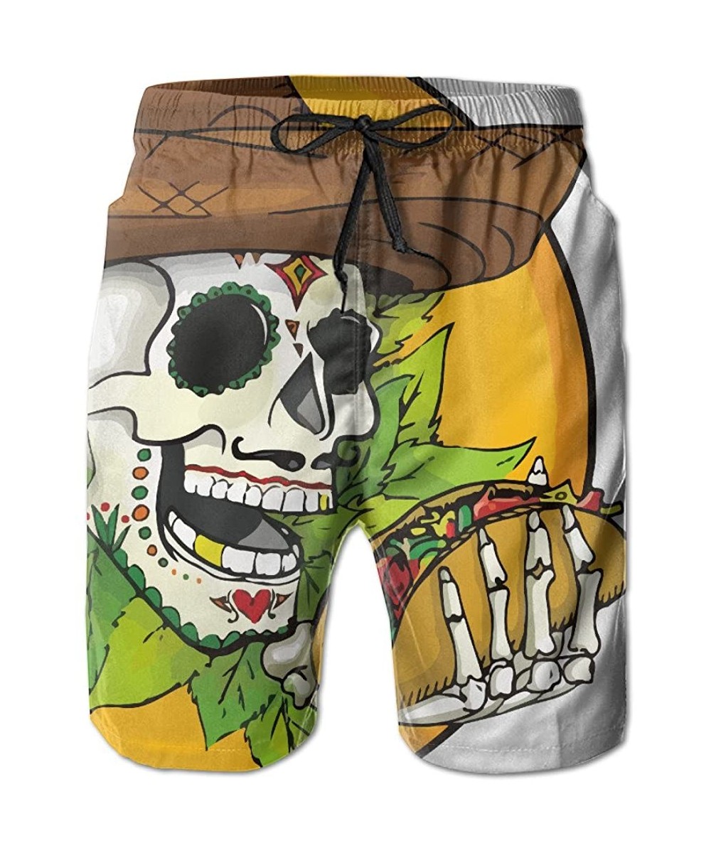 Skull Tacos Mexico Men's Beach Summer Quick-Dry Striped Boardshorts Swim Trunks Surf Cargo Pants - White - CL1842HHMWL $23.89...