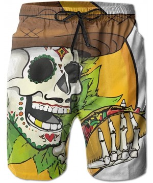 Skull Tacos Mexico Men's Beach Summer Quick-Dry Striped Boardshorts Swim Trunks Surf Cargo Pants - White - CL1842HHMWL $23.89...