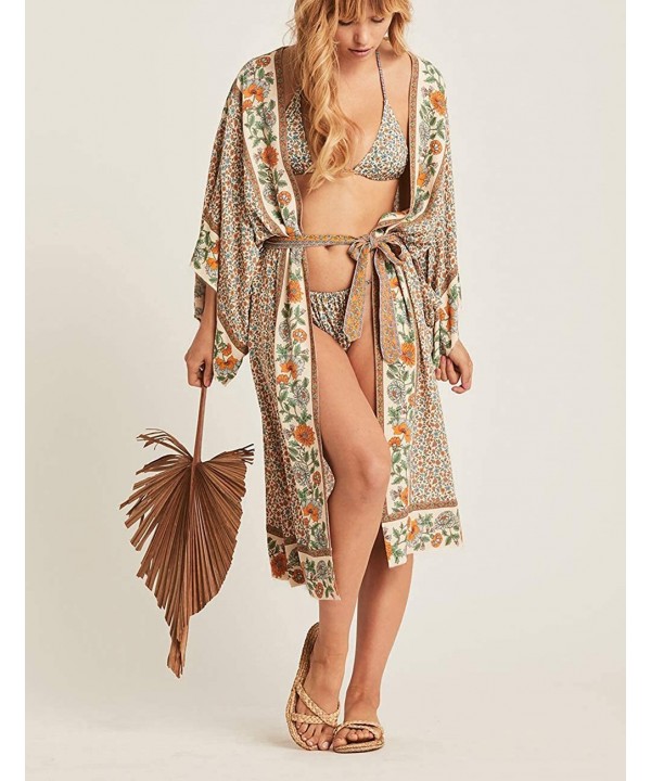 Womens Chiffon/Rayon Beach Blouses Kimono Cardigan Long Bikini Cover Up - Print 6 - C018SKK7754 $30.63-Cover-Ups