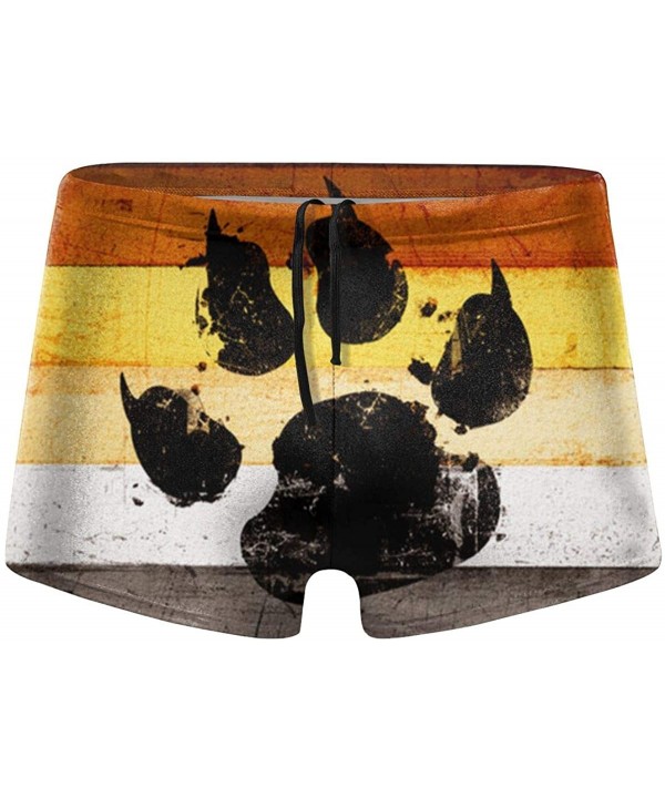 Gay Flag Bear Paw Men Swimwear Basic Long Swim Boxer Trunks Board Shorts Swimsuits - CF18X03L78K $18.72-Briefs