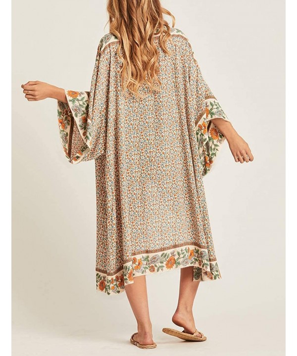 Womens Chiffon/Rayon Beach Blouses Kimono Cardigan Long Bikini Cover Up - Print 6 - C018SKK7754 $30.63-Cover-Ups