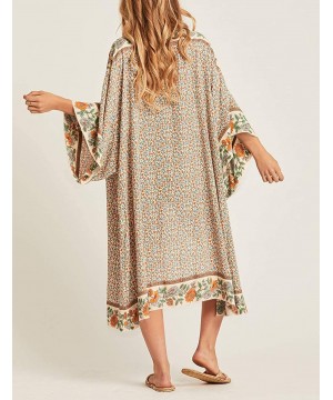 Womens Chiffon/Rayon Beach Blouses Kimono Cardigan Long Bikini Cover Up - Print 6 - C018SKK7754 $30.63-Cover-Ups