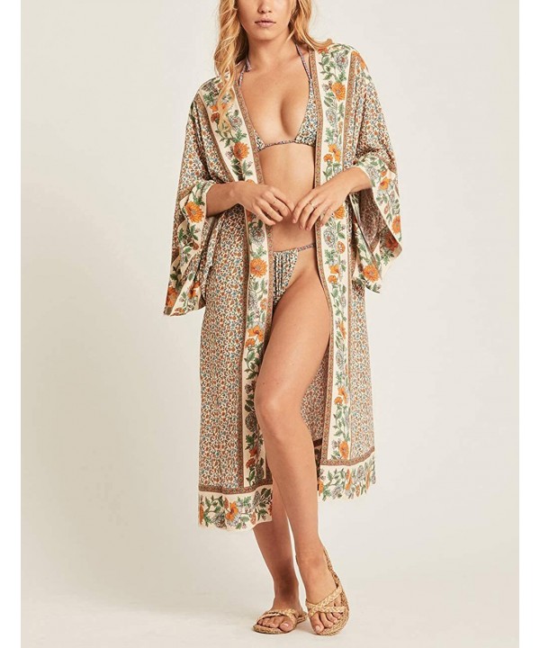 Womens Chiffon/Rayon Beach Blouses Kimono Cardigan Long Bikini Cover Up - Print 6 - C018SKK7754 $30.63-Cover-Ups