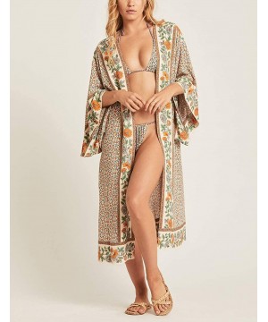 Womens Chiffon/Rayon Beach Blouses Kimono Cardigan Long Bikini Cover Up - Print 6 - C018SKK7754 $30.63-Cover-Ups