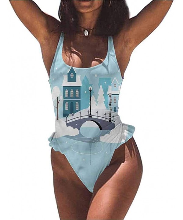 Super Cute Bikini City- Urban Life Scene Hectic Night Adjustable to Fit Anyone - Multi 04-one-piece Swimsuit - CM19E875TCD $3...