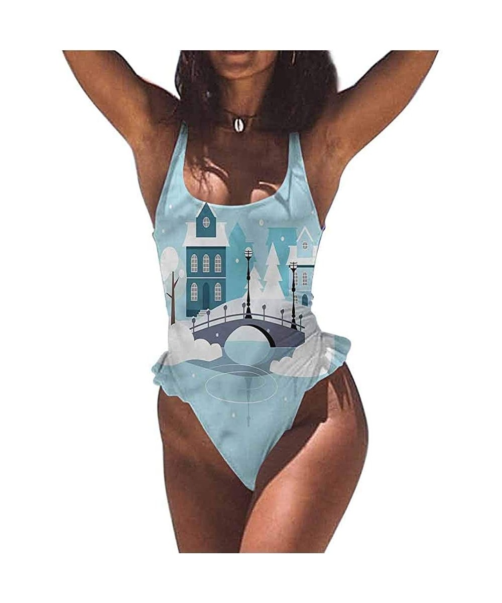 Super Cute Bikini City- Urban Life Scene Hectic Night Adjustable to Fit Anyone - Multi 04-one-piece Swimsuit - CM19E875TCD $3...