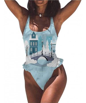 Super Cute Bikini City- Urban Life Scene Hectic Night Adjustable to Fit Anyone - Multi 04-one-piece Swimsuit - CM19E875TCD $3...