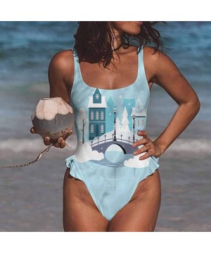 Super Cute Bikini City- Urban Life Scene Hectic Night Adjustable to Fit Anyone - Multi 04-one-piece Swimsuit - CM19E875TCD $3...