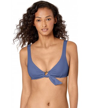 Women's Ring Front Crop Bikini Top Swimsuit - Active Blue Opal - CF18Q7Z6CUR $22.14-Tops