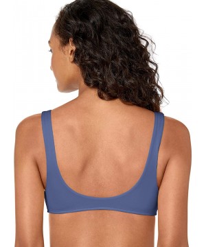 Women's Ring Front Crop Bikini Top Swimsuit - Active Blue Opal - CF18Q7Z6CUR $22.14-Tops