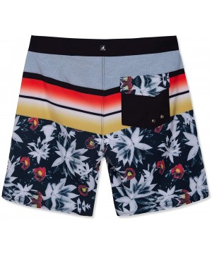 Men's Board Short Beach Short 4-Way Stretch Swim Short - Lotus - Black - CV18QOI8Q7I $30.43-Board Shorts