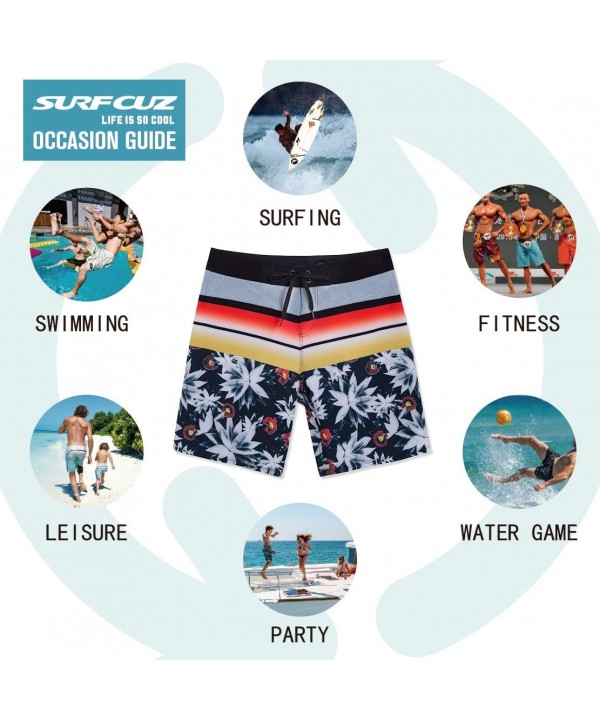 Men's Board Short Beach Short 4-Way Stretch Swim Short - Lotus - Black - CV18QOI8Q7I $30.43-Board Shorts