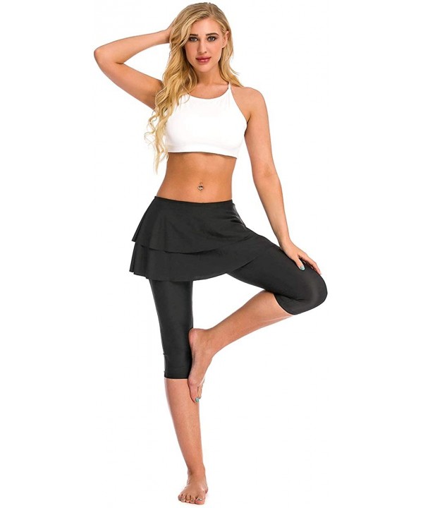 Swim Skirt with Leggings Women UV Protection Skirted Swimming Leggings Pants - Grey - C118XOX8R0Q $20.65-Tankinis