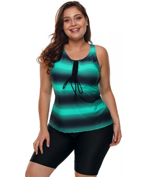 Women's Color Block Racerback Tankini Top with Swim Bottoms Swimsuit S-XXXL - Green - CO18E5H6D7X $24.85-Tops