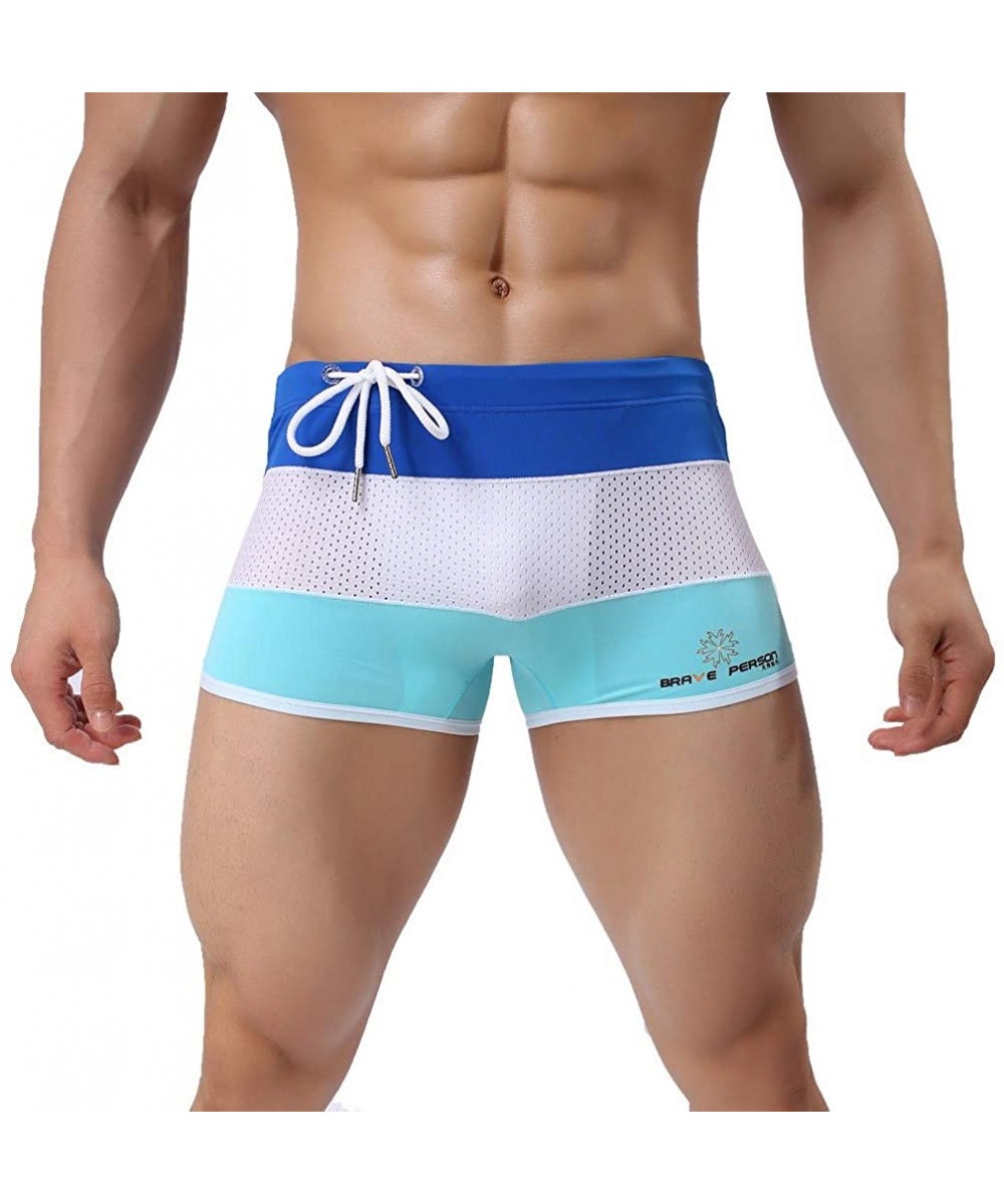 Fashion Men's Sexy Bodybuild Gradient Trunks Beach Swimming Shorts Boxer - 02 Blue - CJ18SO6CHRL $17.72-Briefs