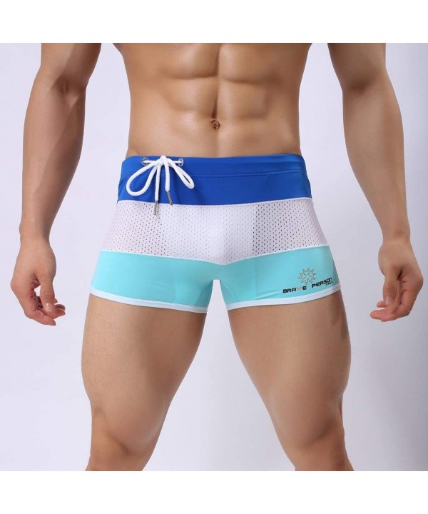 Fashion Men's Sexy Bodybuild Gradient Trunks Beach Swimming Shorts Boxer - 02 Blue - CJ18SO6CHRL $17.72-Briefs