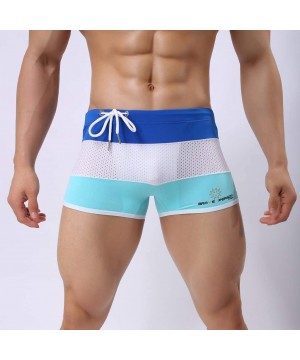 Fashion Men's Sexy Bodybuild Gradient Trunks Beach Swimming Shorts Boxer - 02 Blue - CJ18SO6CHRL $17.72-Briefs