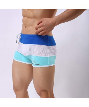 Fashion Men's Sexy Bodybuild Gradient Trunks Beach Swimming Shorts Boxer - 02 Blue - CJ18SO6CHRL $17.72-Briefs