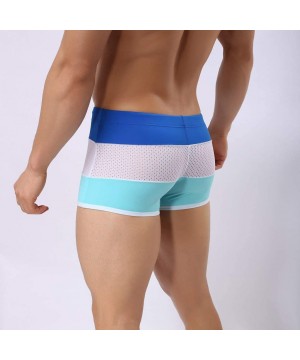 Fashion Men's Sexy Bodybuild Gradient Trunks Beach Swimming Shorts Boxer - 02 Blue - CJ18SO6CHRL $17.72-Briefs