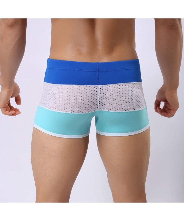 Fashion Men's Sexy Bodybuild Gradient Trunks Beach Swimming Shorts Boxer - 02 Blue - CJ18SO6CHRL $17.72-Briefs