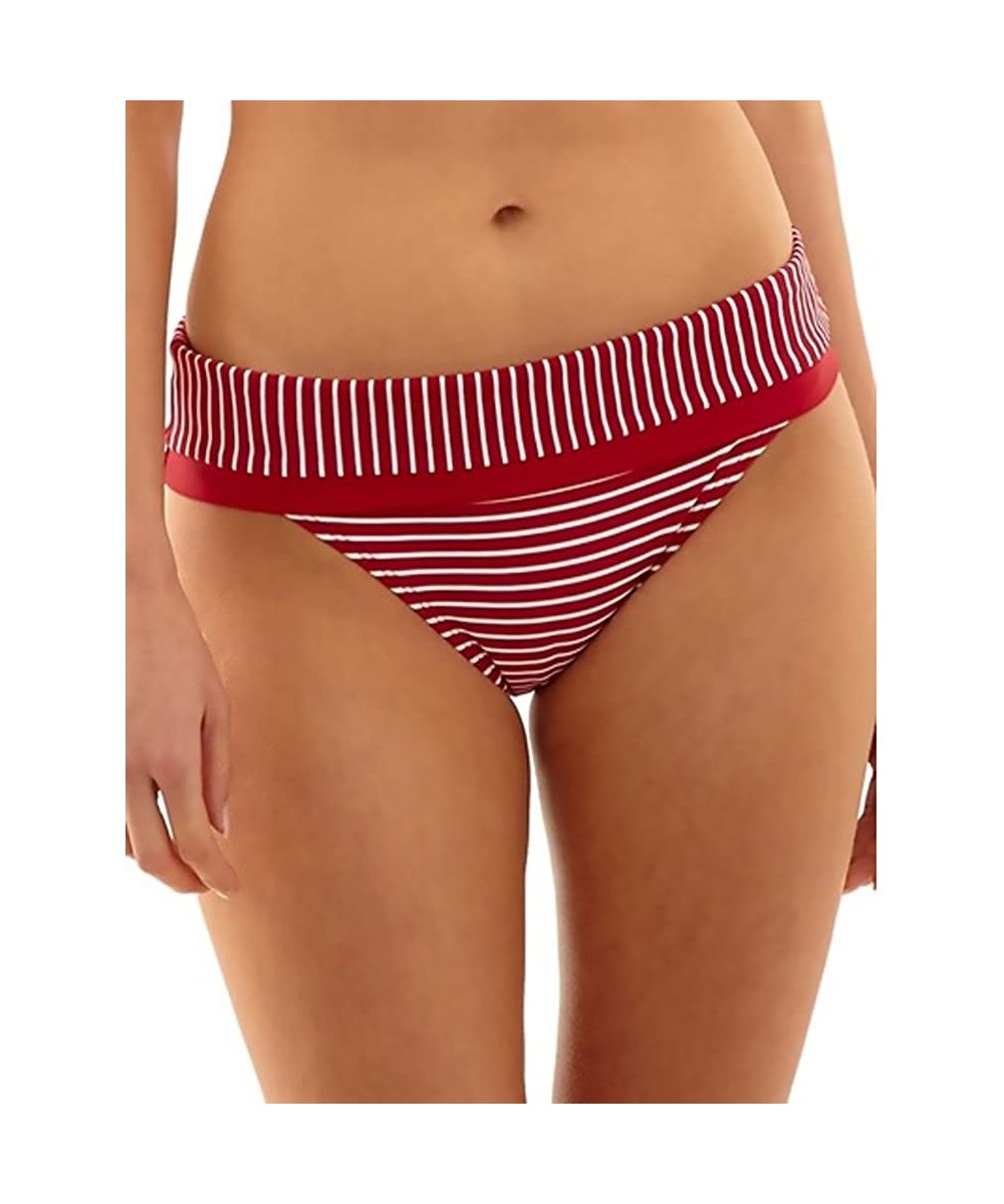 Women's Britt Stripe High Waist Bikini Bottom - Red/White - CZ12O7PBC4T $29.61-Tankinis