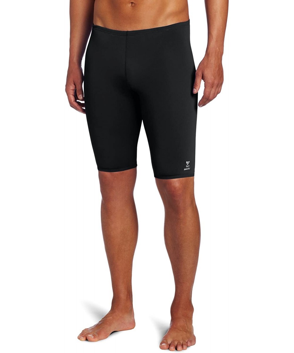 Sport Men's Solid Durafast Jammer Swim Suit - Black - C418TY4LAHC $29.27-Racing