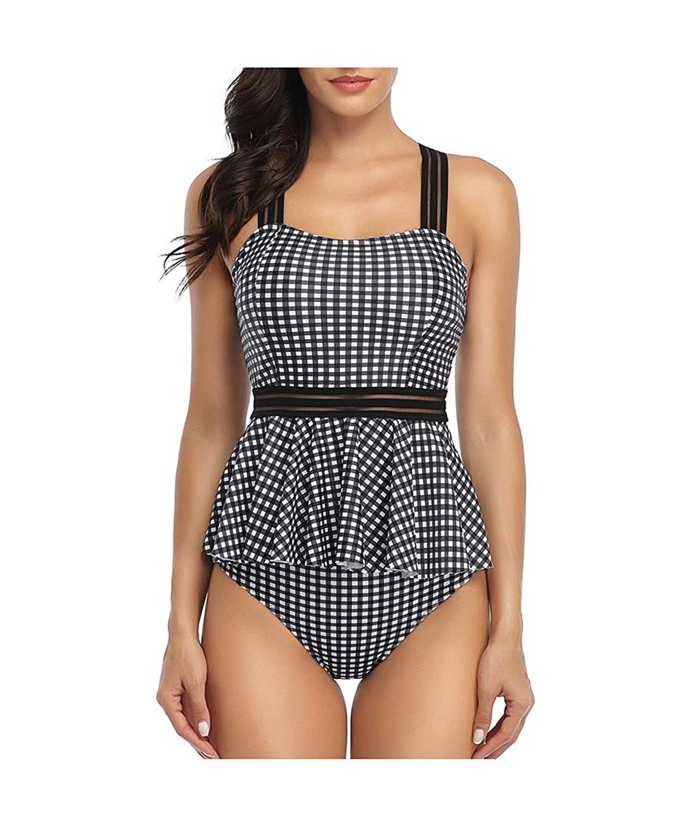 Classic Plaid Bathing Suits for Women- Womens Padded Swim Dress High Waisted Swim Bottoms Tummy Control - A - CC193OKYL82 $16...