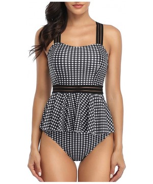 Classic Plaid Bathing Suits for Women- Womens Padded Swim Dress High Waisted Swim Bottoms Tummy Control - A - CC193OKYL82 $16...