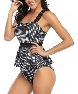 Classic Plaid Bathing Suits for Women- Womens Padded Swim Dress High Waisted Swim Bottoms Tummy Control - A - CC193OKYL82 $16...