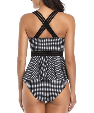 Classic Plaid Bathing Suits for Women- Womens Padded Swim Dress High Waisted Swim Bottoms Tummy Control - A - CC193OKYL82 $16...