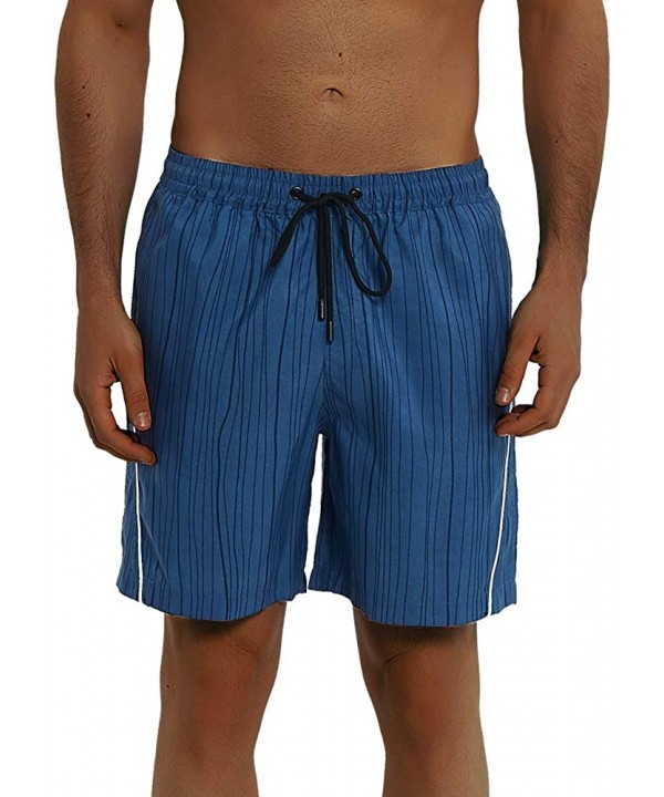 Men's Board Shorts Quick Dry Swim Trunks Lightweight Sportswear - Blue Stripe - CD18U99HQCN $8.07-Board Shorts