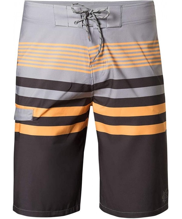 UPF 50+ Mens Coastal Board Shorts - Ginger Block Stripe - CD18QDRE5U3 $53.92-Board Shorts