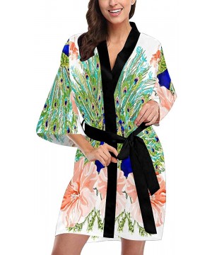 Custom Beautiful Peacock Florals Women Kimono Robes Beach Cover Up for Parties Wedding (XS-2XL) - Multi 1 - C7194S54454 $51.9...