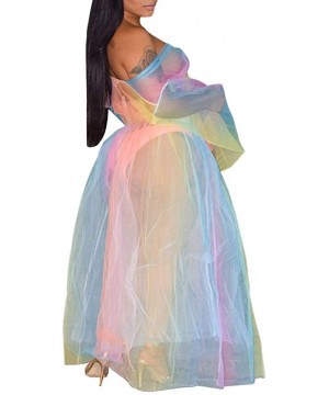 Womens Rainbow Mesh See Through Self Tie Crop Top Long Skirt Cover Ups - 2 Piece Set - Rainbow - CD18SKNWNNN $21.02-Cover-Ups